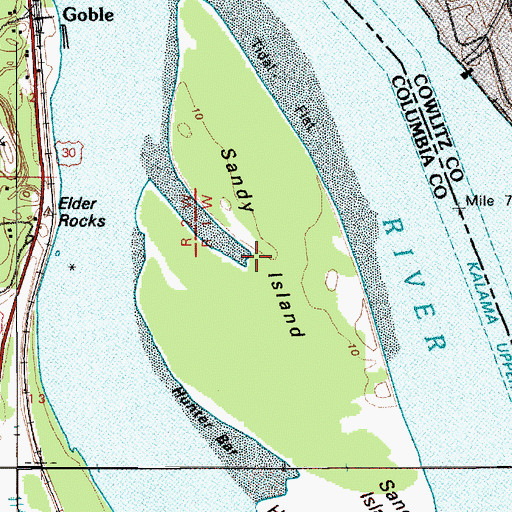 Topographic Map of Sandy Island, OR