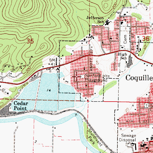 Topographic Map of Sanford Heights Playground, OR