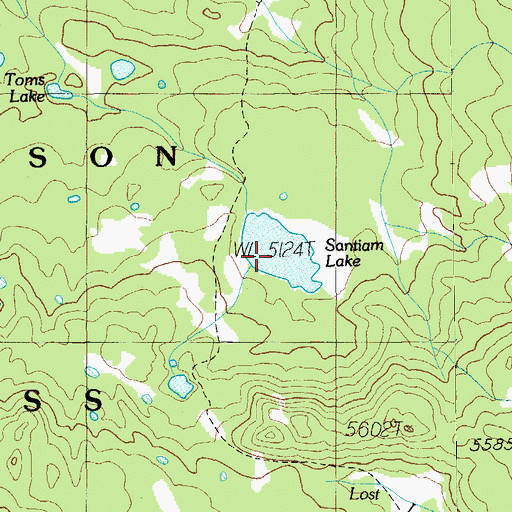 Topographic Map of Santiam Lake, OR