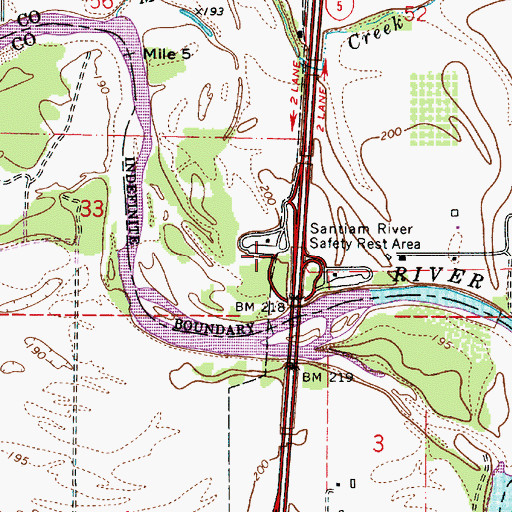 Topographic Map of Santiam River Safety Rest Area, OR