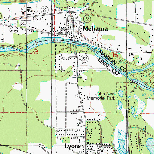Topographic Map of Santiam Valley Grange, OR