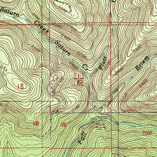 Topographic Map of Saturn Creek, OR
