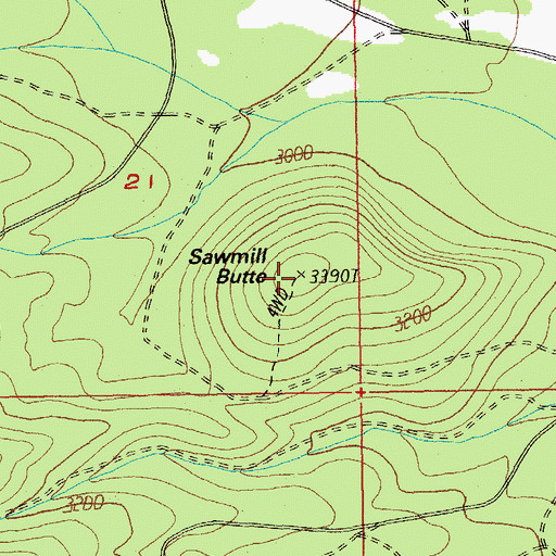 Topographic Map of Sawmill Butte, OR