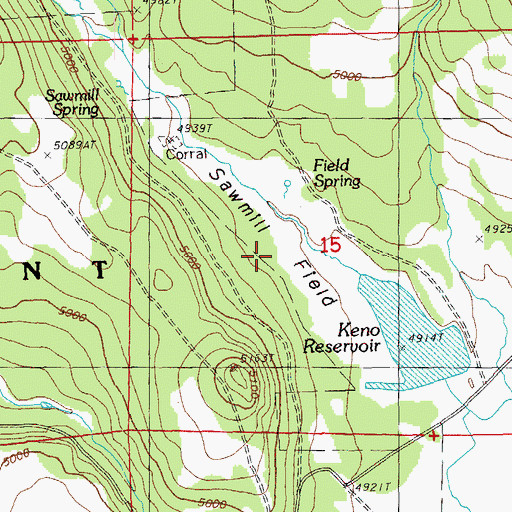 Topographic Map of Sawmill Field, OR