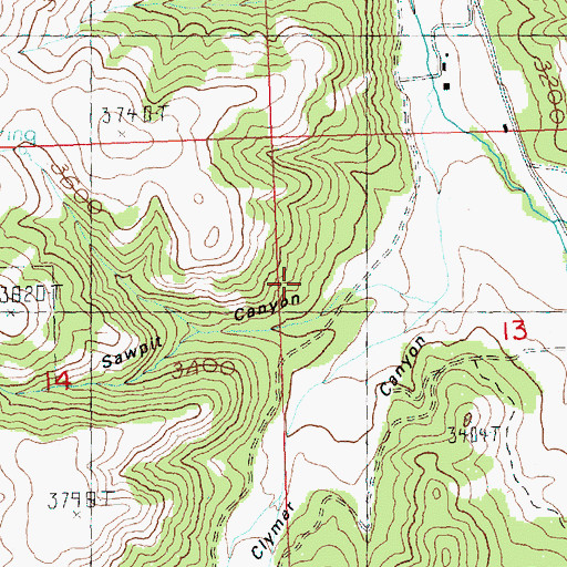 Topographic Map of Sawpit Canyon, OR