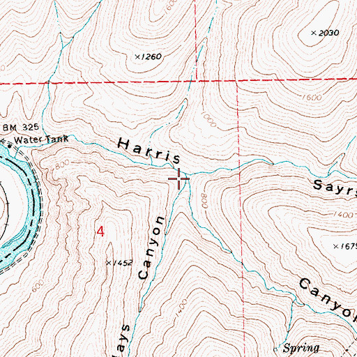 Topographic Map of Sayrs Canyon, OR