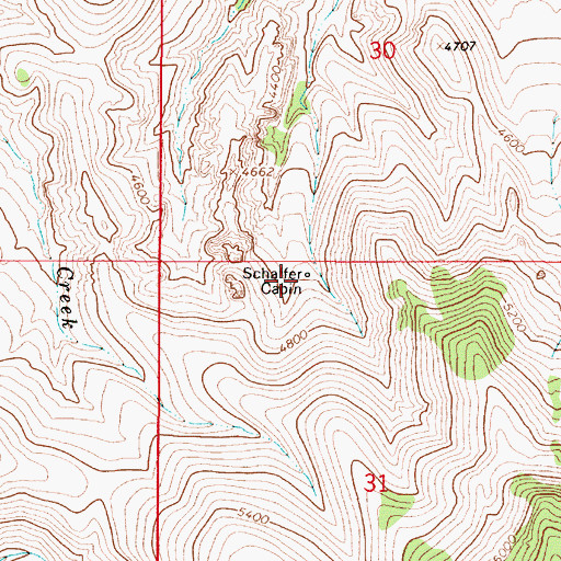 Topographic Map of Schaffer Cabin, OR