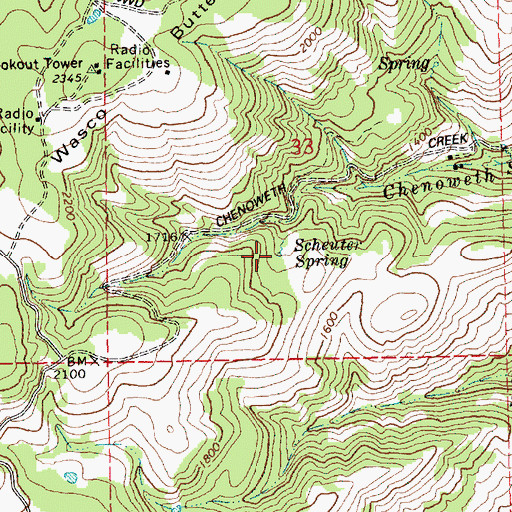 Topographic Map of Scheuter Spring, OR