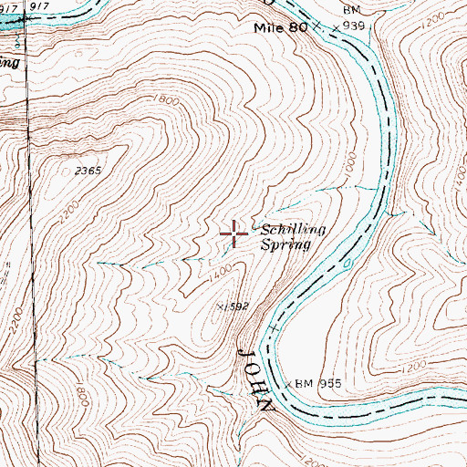 Topographic Map of Schilling Spring, OR