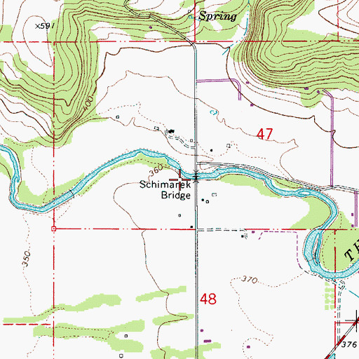 Topographic Map of Schimanek Bridge, OR