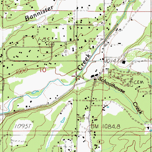 Topographic Map of Schoolhouse Creek, OR