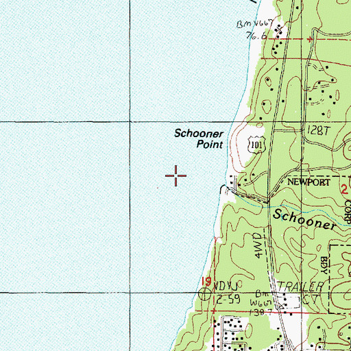 Topographic Map of Schooner Creek, OR