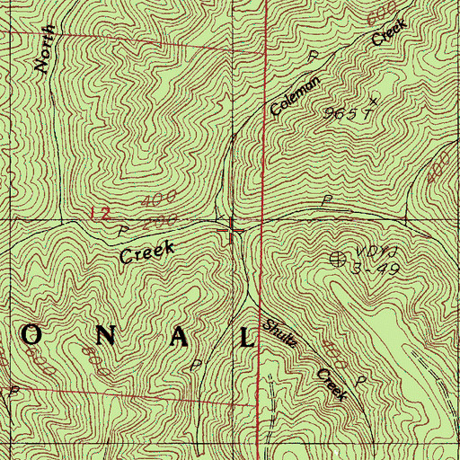 Topographic Map of Shultz Creek, OR