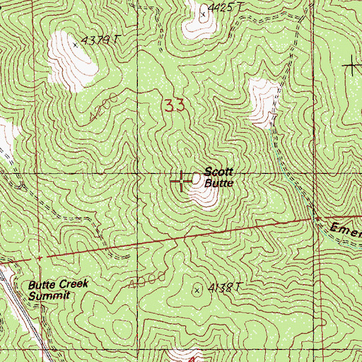 Topographic Map of Scott Butte, OR