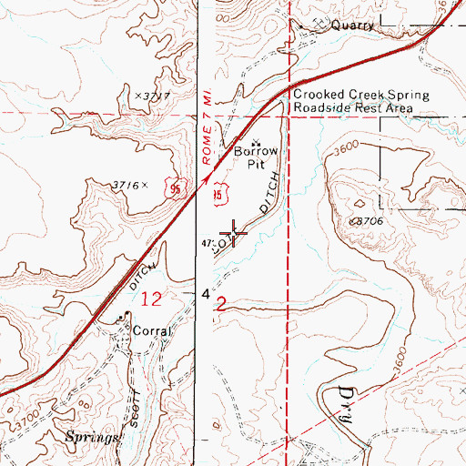 Topographic Map of Scott Ditch, OR