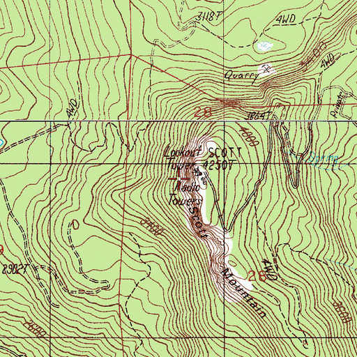 Topographic Map of Scott Mountain, OR