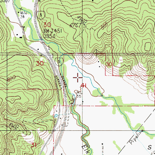 Topographic Map of Scotts Valley, OR