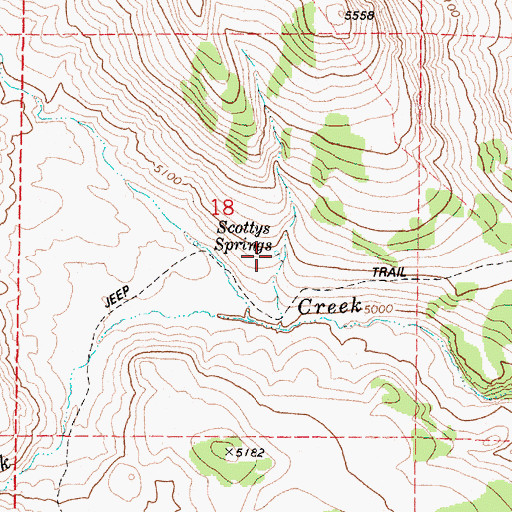 Topographic Map of Scottys Springs, OR