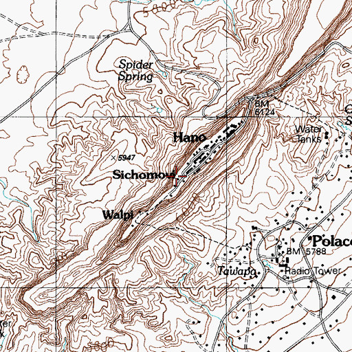 Topographic Map of Sichomovi, AZ