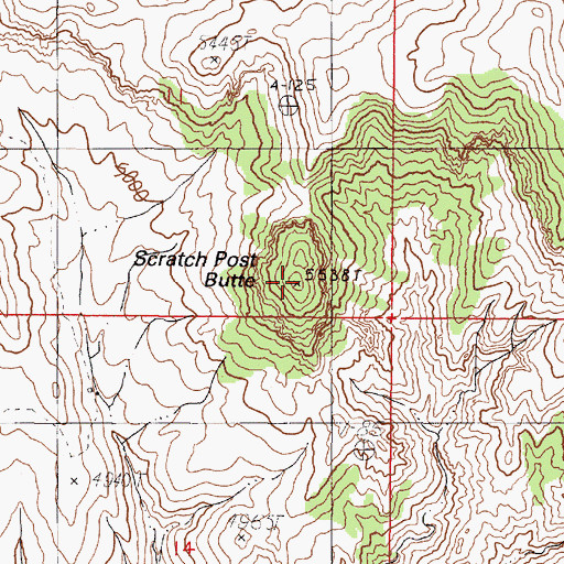 Topographic Map of Scratch Post Butte, OR