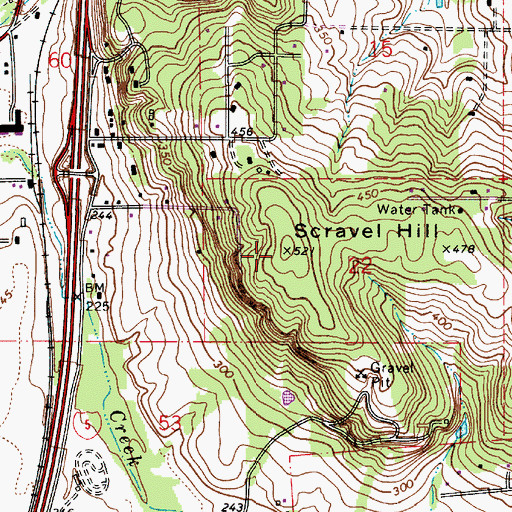 Topographic Map of Scravel Hill, OR