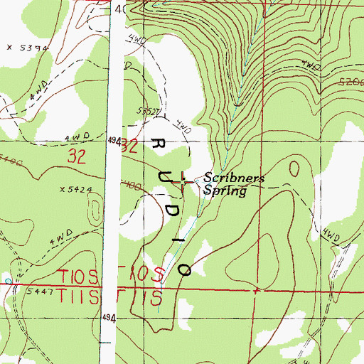 Topographic Map of Scribners Spring, OR