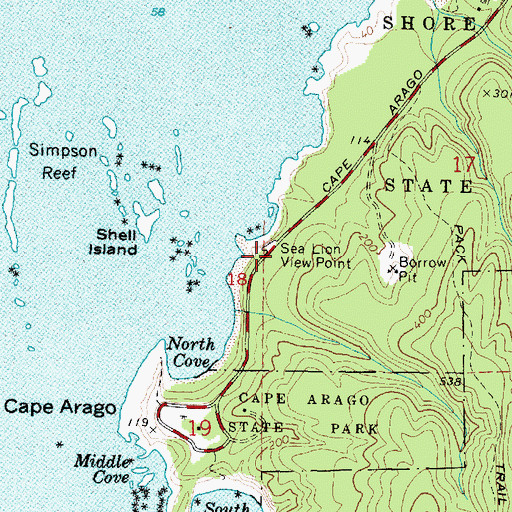 Topographic Map of Sea Lion View Point, OR