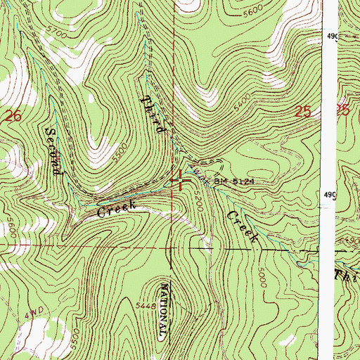 Topographic Map of Second Creek, OR