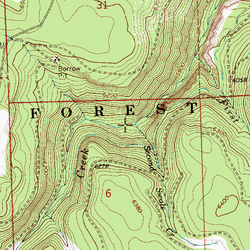 Topographic Map of Second Swale Creek, OR