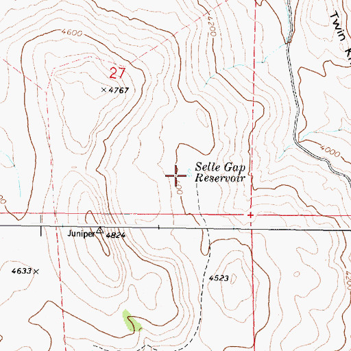 Topographic Map of Selle Gap Reservoir, OR