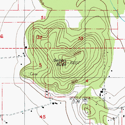 Topographic Map of Sellers Butte, OR