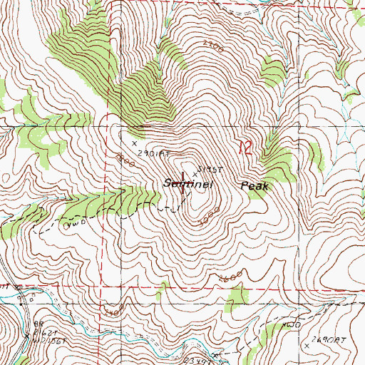 Topographic Map of Sentinel Peak, OR