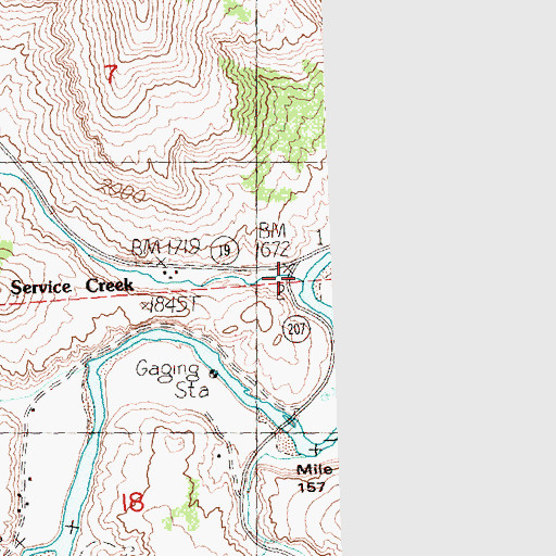 Topographic Map of Service Creek, OR