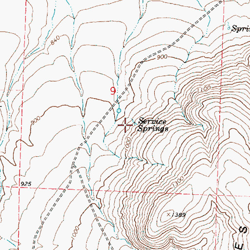 Topographic Map of Service Springs, OR