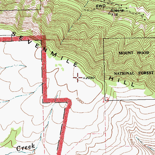 Topographic Map of Sevenmile Hill, OR