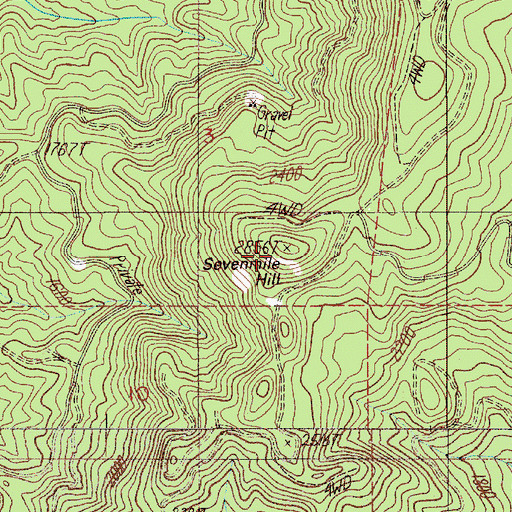 Topographic Map of Sevenmile Hill, OR