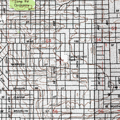 Topographic Map of Sewallcrest City Park, OR