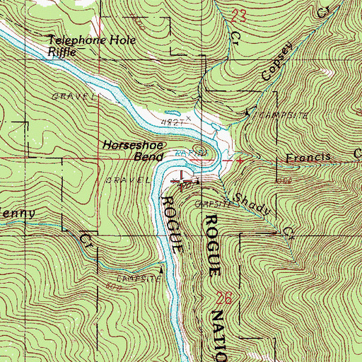 Topographic Map of Shady Creek, OR