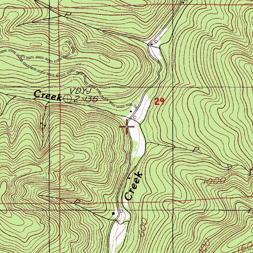 Topographic Map of Shady Creek, OR