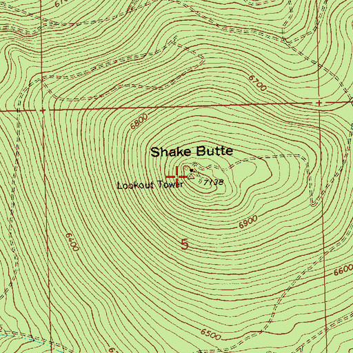 Topographic Map of Shake Butte, OR