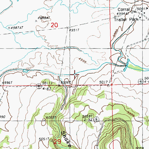 Topographic Map of Shake Creek, OR