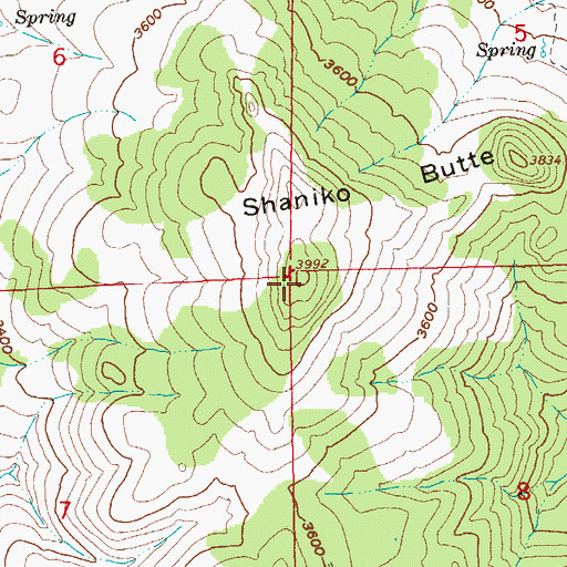 Topographic Map of Shaniko Butte, OR