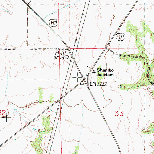 Topographic Map of Shaniko Junction, OR