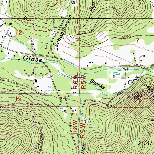 Topographic Map of Shanks Creek, OR