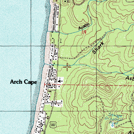 Topographic Map of Shark Creek, OR