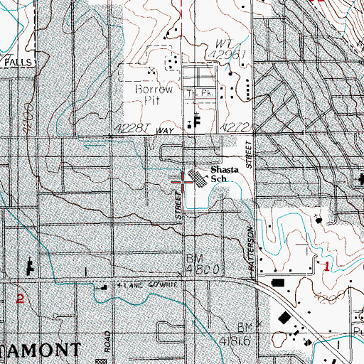 Topographic Map of Shasta Elementary School, OR