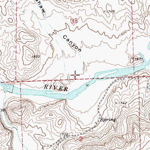 Topographic Map of Shaw Canyon, OR