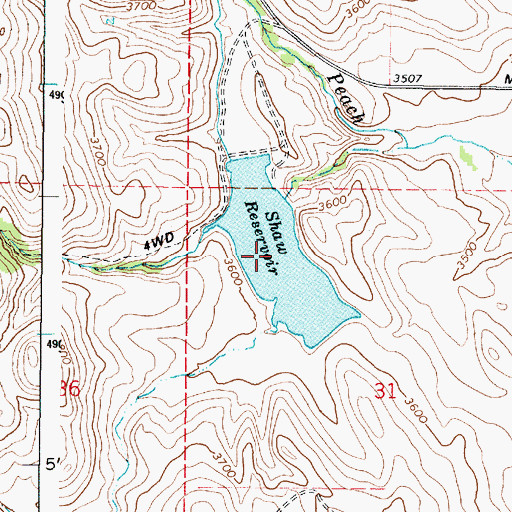 Topographic Map of Shaw Reservoir, OR