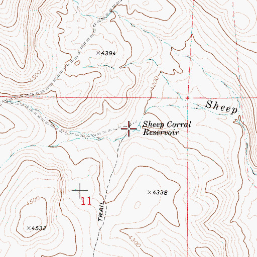 Topographic Map of Sheep Corral Reservoir, OR