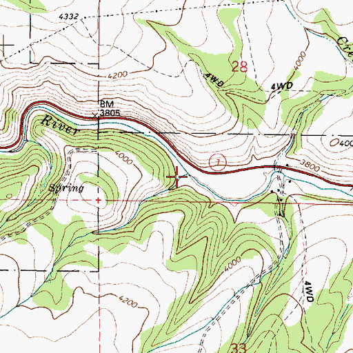 Topographic Map of Sheep Creek, OR